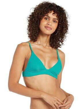 Volcom Simply Rib Triangle Bikini Swim Top Teal ( L )
